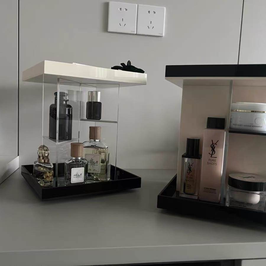 Luxury Skincare Aesthetic - Luxury Acrylic Cosmetic Storage Box Rotating
