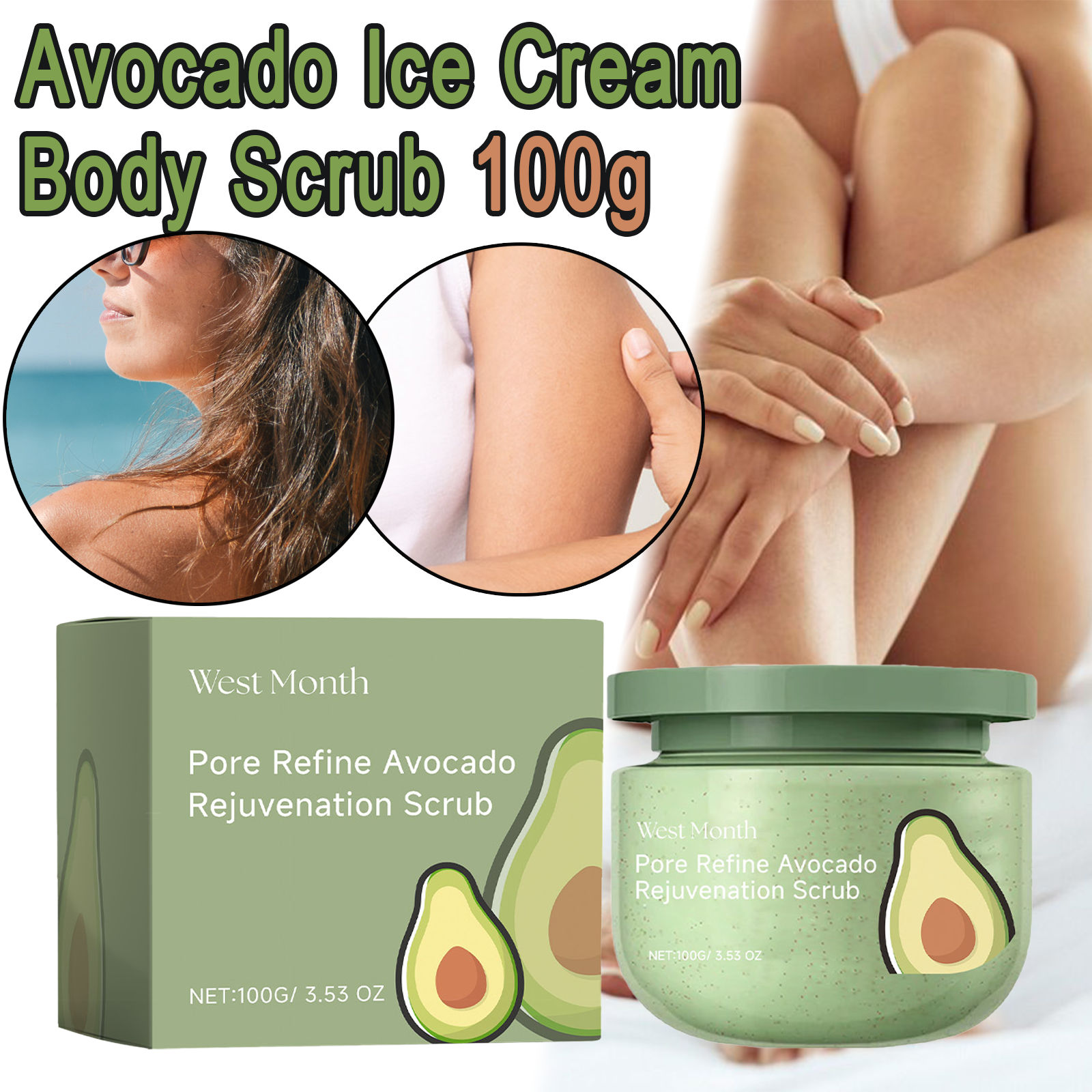 Luxury Skincare Sets - Avocado Ice Cream Body Scrub 100g