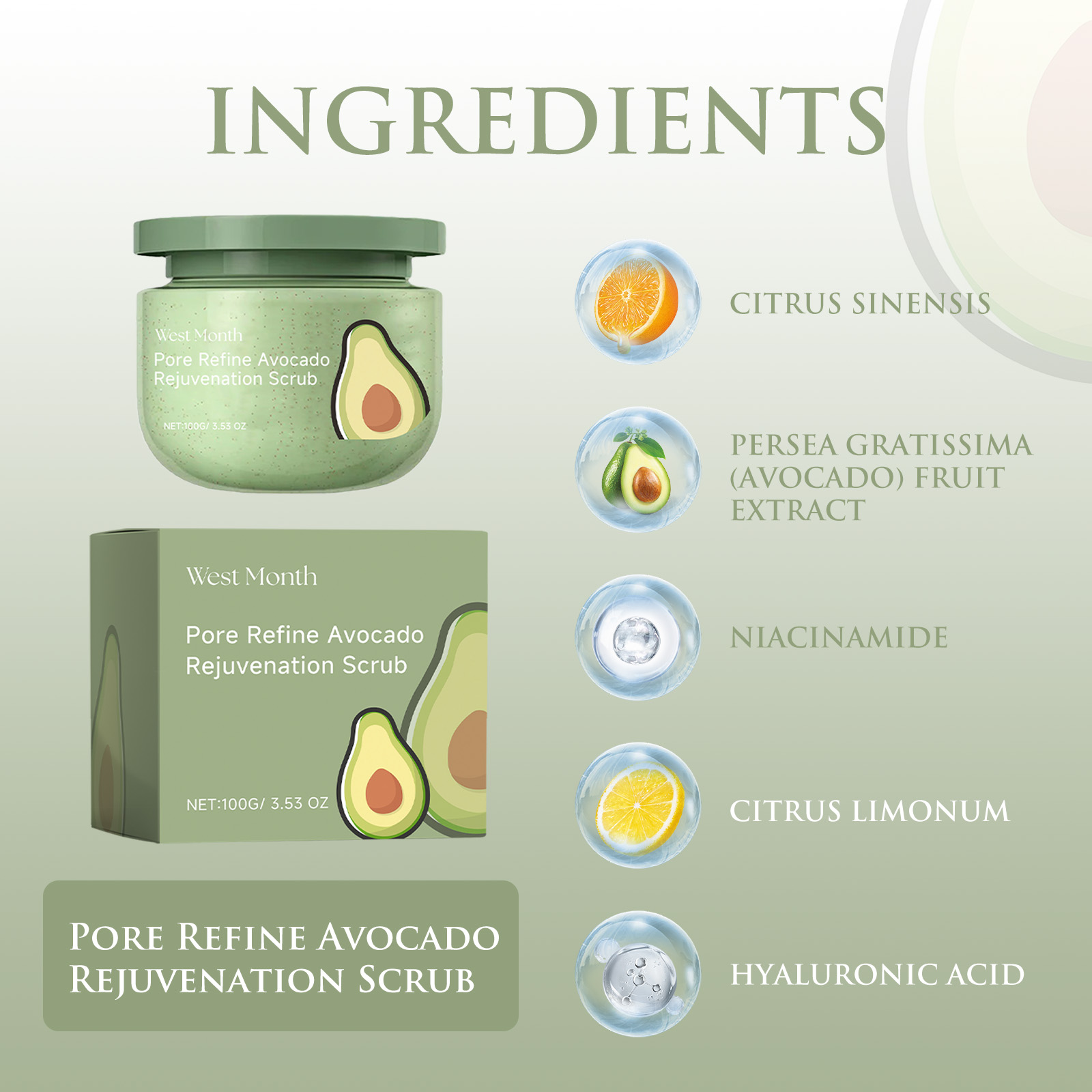 Avocado Ice Cream Body Scrub 1 - Luxury Skincare Sets ulasan dan harga