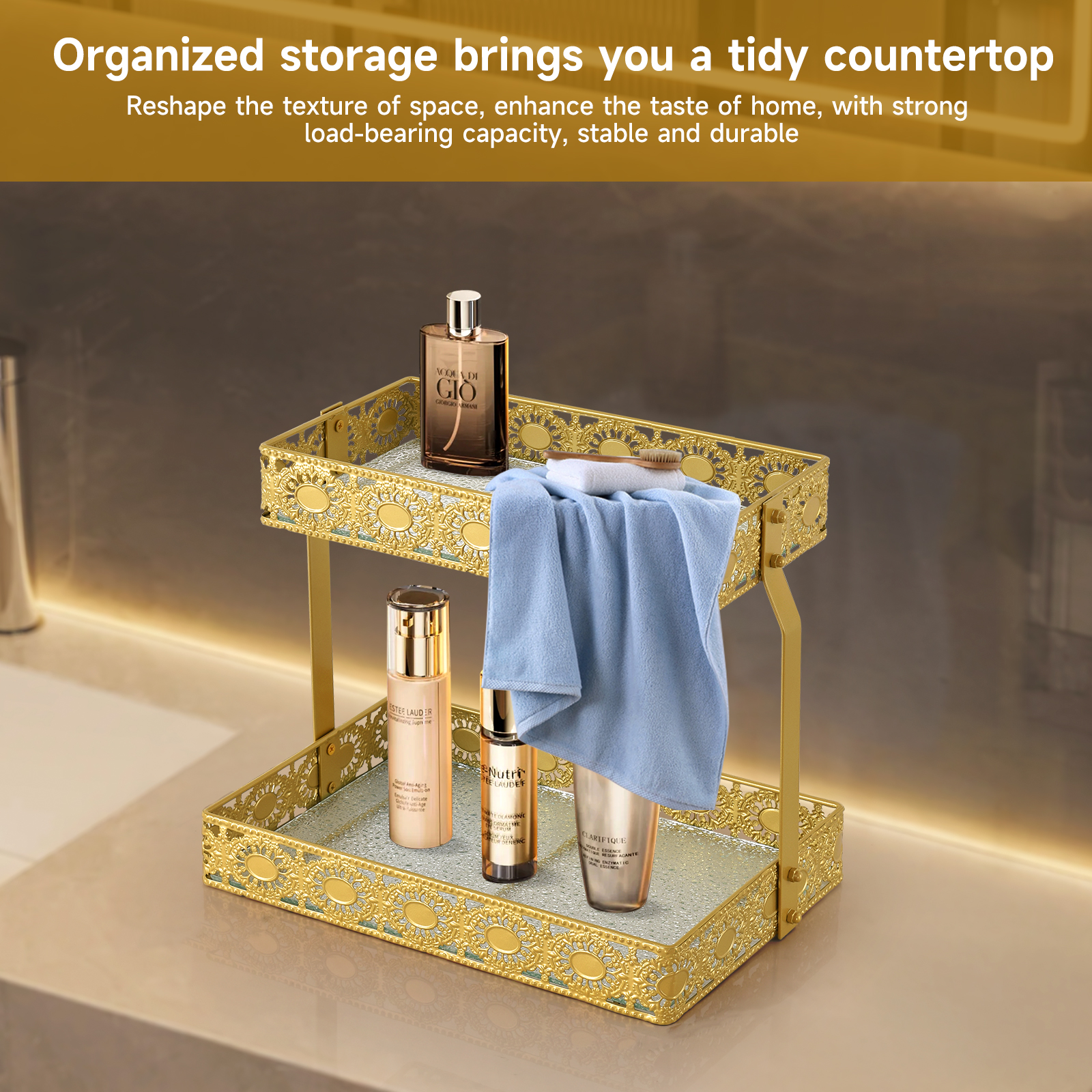 Double-Layer Glass Storage Tra - Luxury High End Skincare ulasan dan harga