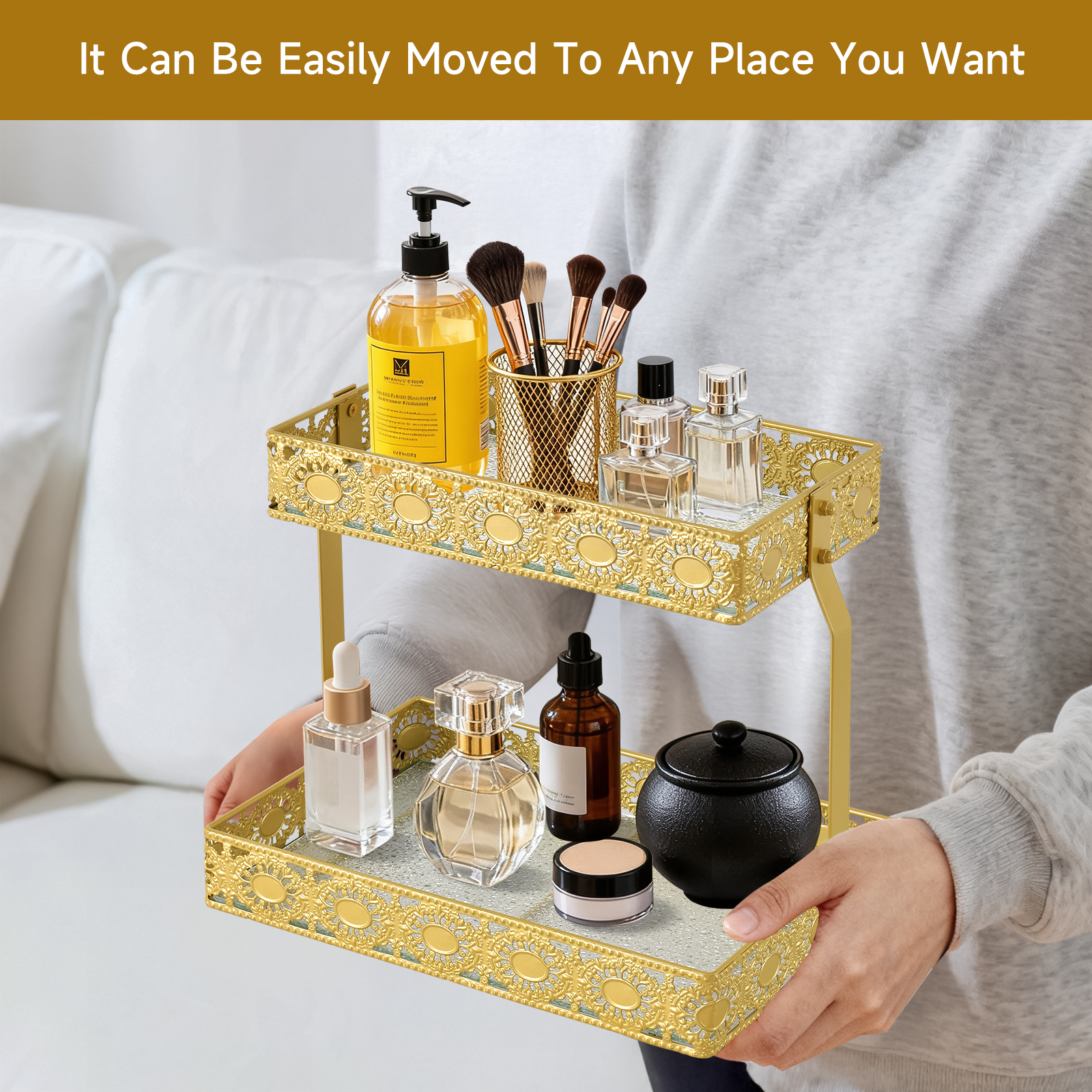 Double-Layer Glass Storage Tra - Luxury High End Skincare ulasan dan harga