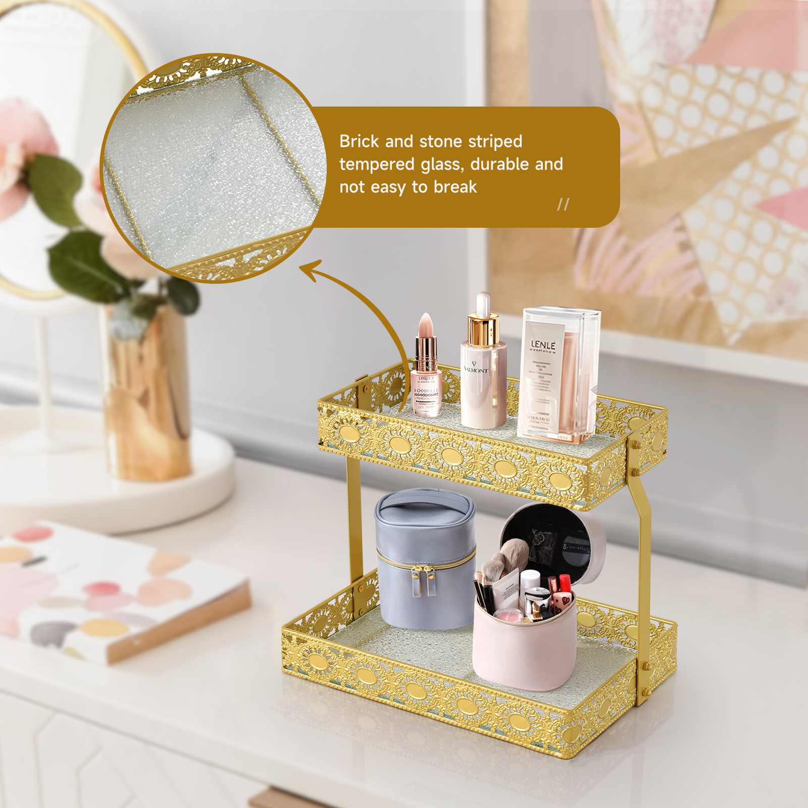 Double-Layer Glass Storage Tra - Luxury High End Skincare ulasan dan harga