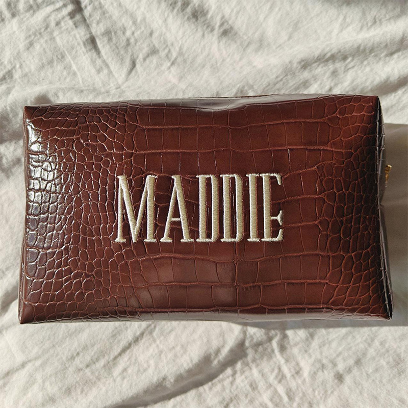 Embroidered Croc Makeup Bag Pe - Luxury Skincare Accessories ulasan dan harga